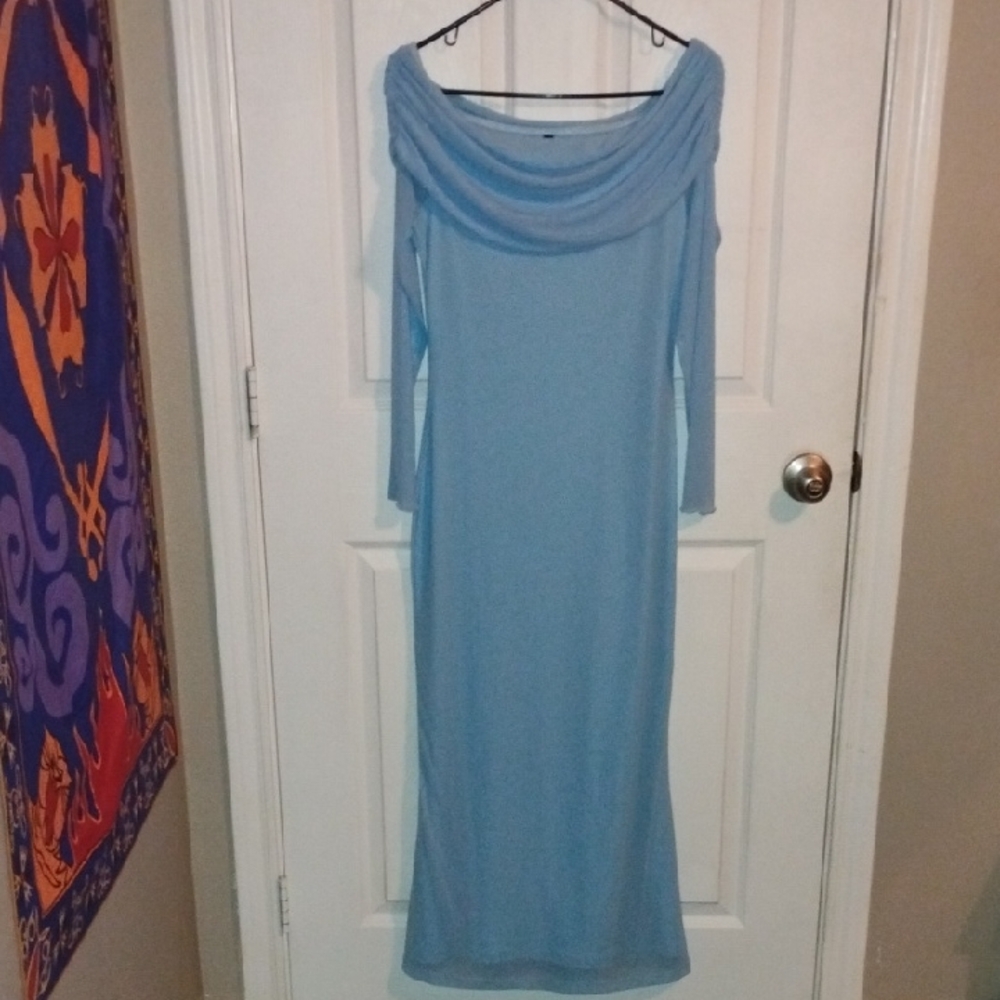 Long Sleeve Light Blue Dress